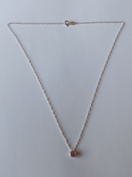 silver chain with 5 mm pink zirconia pendant-anchor chain 45 cm-----